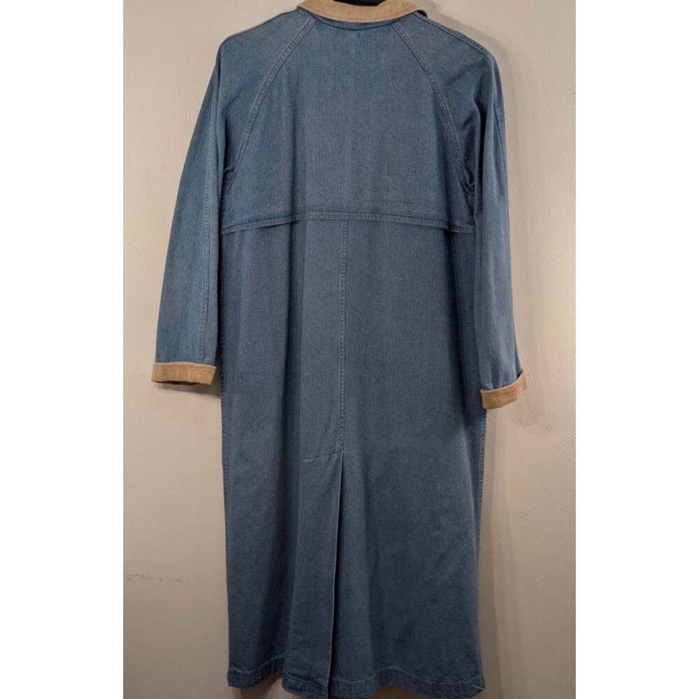 LL Bean Long Denim L Chore Coat Navajo Inspired Wool Blanket Lined Retro 80s - Picture 4 of 12